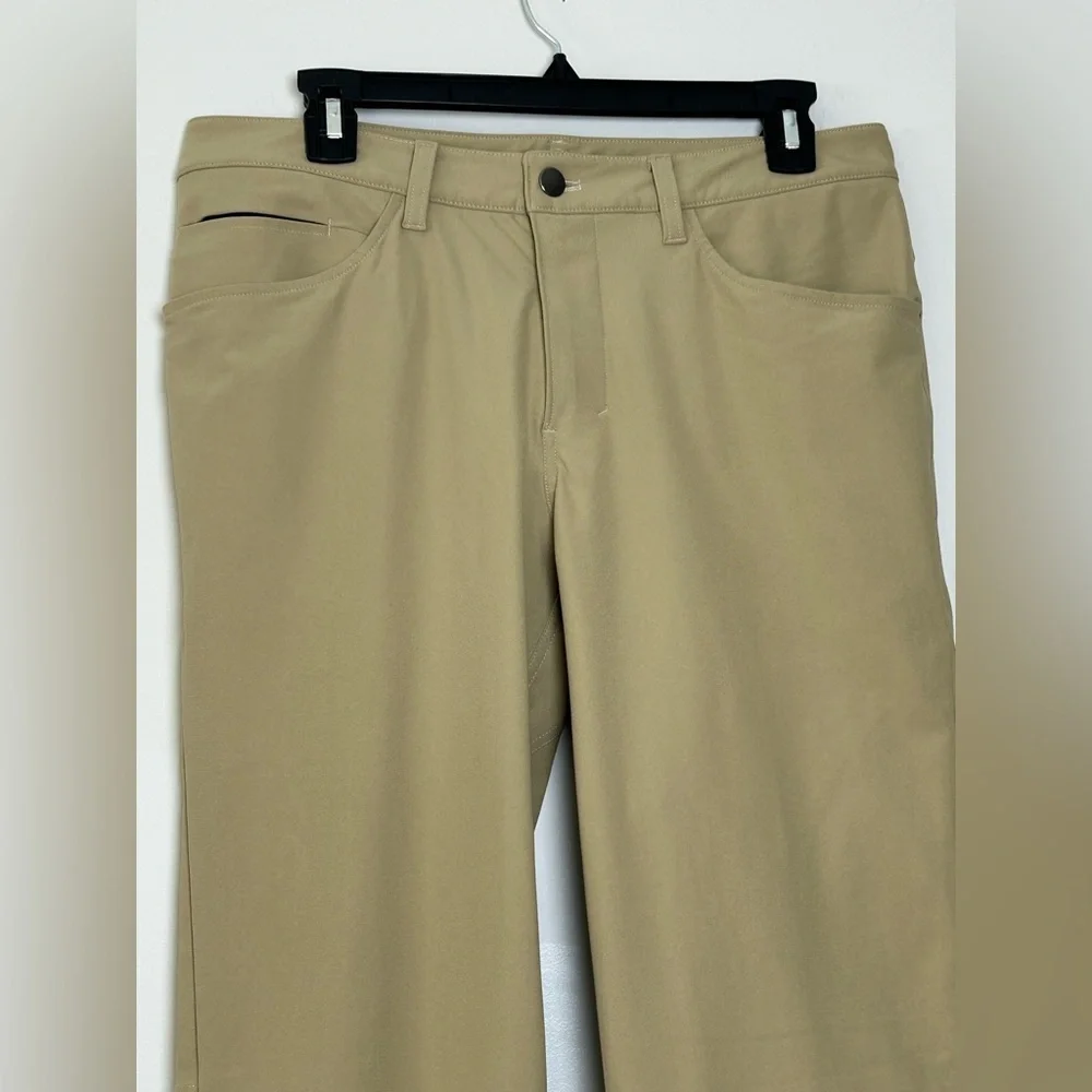 lululemon slim fit pants khaki beige size 31 stretch casual workwear